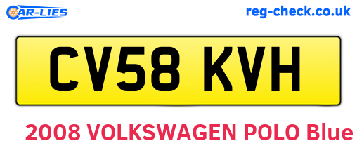 CV58KVH are the vehicle registration plates.