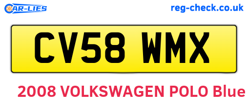 CV58WMX are the vehicle registration plates.
