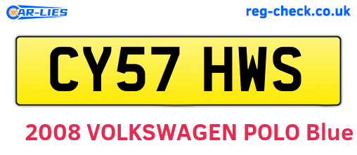 CY57HWS are the vehicle registration plates.