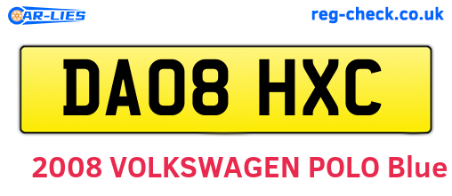 DA08HXC are the vehicle registration plates.
