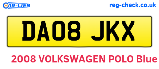 DA08JKX are the vehicle registration plates.