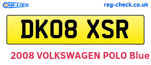 DK08XSR are the vehicle registration plates.