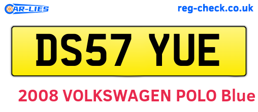 DS57YUE are the vehicle registration plates.