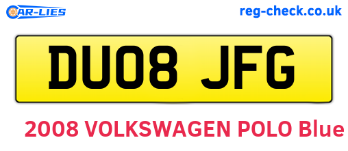 DU08JFG are the vehicle registration plates.