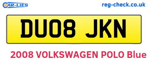 DU08JKN are the vehicle registration plates.