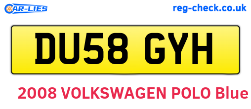 DU58GYH are the vehicle registration plates.