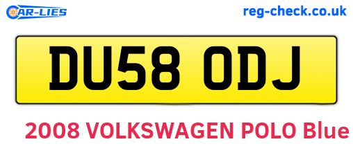 DU58ODJ are the vehicle registration plates.