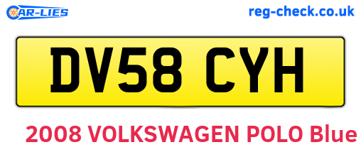 DV58CYH are the vehicle registration plates.