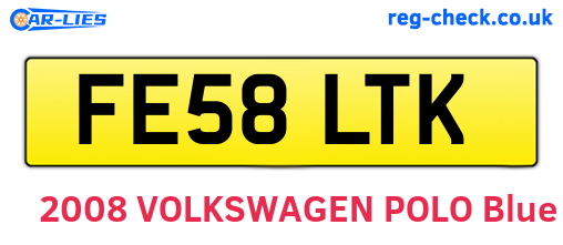FE58LTK are the vehicle registration plates.