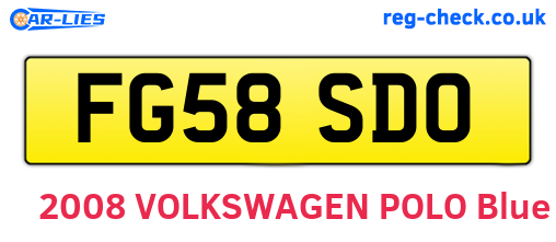 FG58SDO are the vehicle registration plates.