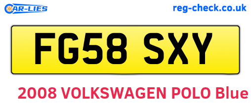 FG58SXY are the vehicle registration plates.