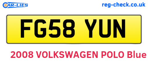 FG58YUN are the vehicle registration plates.