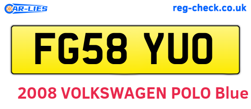 FG58YUO are the vehicle registration plates.