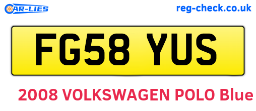 FG58YUS are the vehicle registration plates.