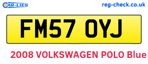 FM57OYJ are the vehicle registration plates.