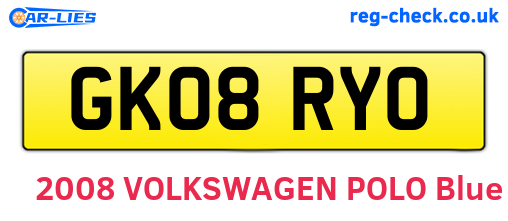 GK08RYO are the vehicle registration plates.