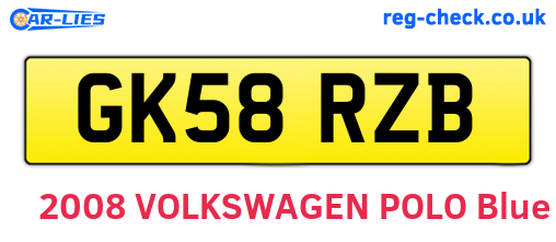 GK58RZB are the vehicle registration plates.