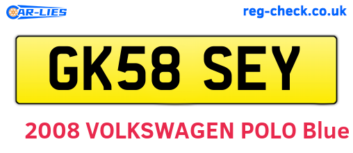 GK58SEY are the vehicle registration plates.