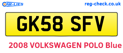 GK58SFV are the vehicle registration plates.