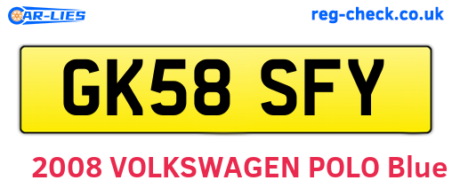 GK58SFY are the vehicle registration plates.