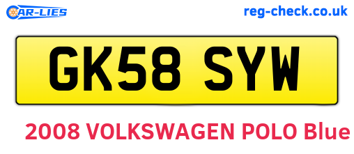 GK58SYW are the vehicle registration plates.