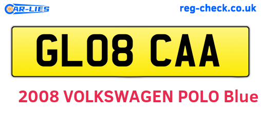 GL08CAA are the vehicle registration plates.