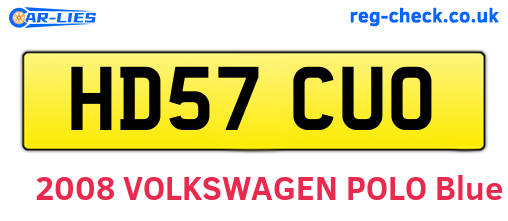 HD57CUO are the vehicle registration plates.