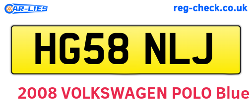 HG58NLJ are the vehicle registration plates.