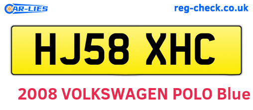 HJ58XHC are the vehicle registration plates.