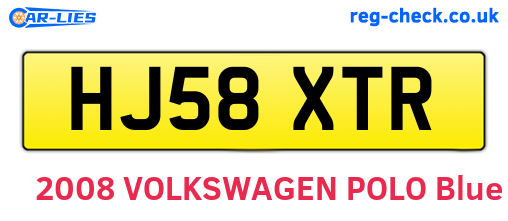 HJ58XTR are the vehicle registration plates.