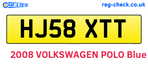 HJ58XTT are the vehicle registration plates.