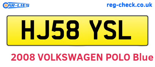 HJ58YSL are the vehicle registration plates.