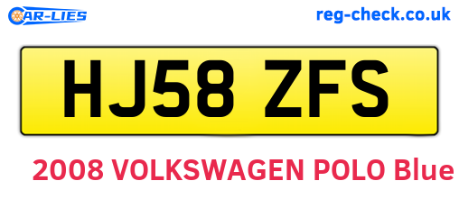 HJ58ZFS are the vehicle registration plates.