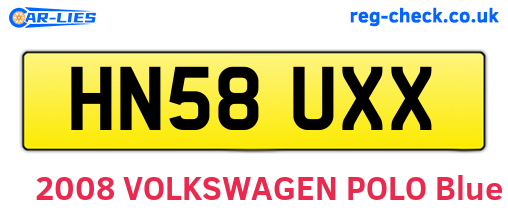 HN58UXX are the vehicle registration plates.