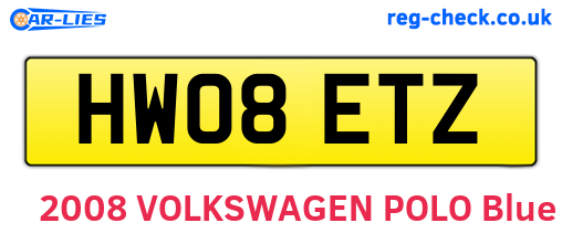 HW08ETZ are the vehicle registration plates.