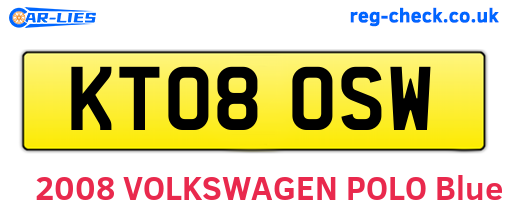 KT08OSW are the vehicle registration plates.