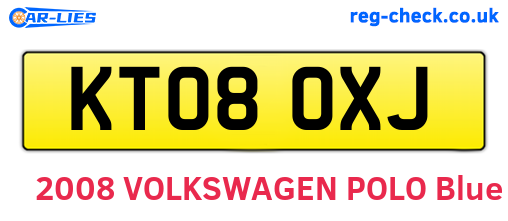 KT08OXJ are the vehicle registration plates.