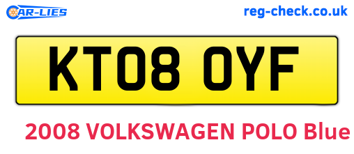 KT08OYF are the vehicle registration plates.