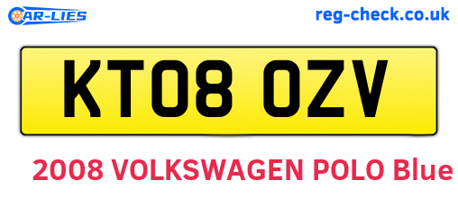 KT08OZV are the vehicle registration plates.