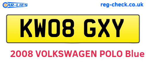 KW08GXY are the vehicle registration plates.
