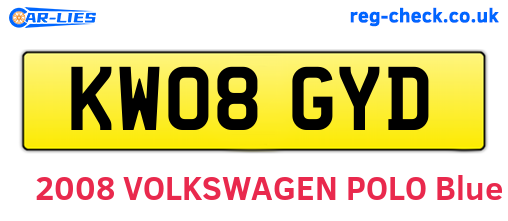 KW08GYD are the vehicle registration plates.