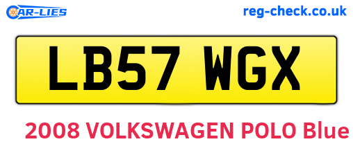 LB57WGX are the vehicle registration plates.