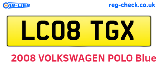 LC08TGX are the vehicle registration plates.