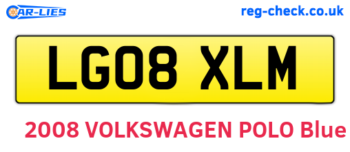 LG08XLM are the vehicle registration plates.