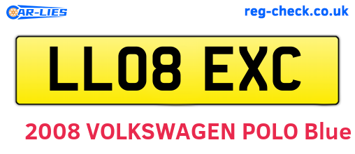 LL08EXC are the vehicle registration plates.