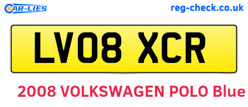 LV08XCR are the vehicle registration plates.