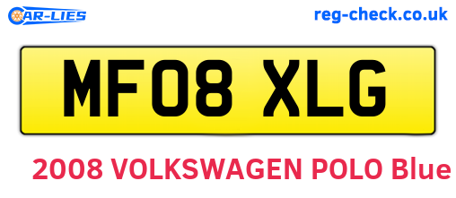 MF08XLG are the vehicle registration plates.