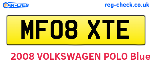 MF08XTE are the vehicle registration plates.
