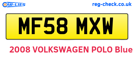 MF58MXW are the vehicle registration plates.