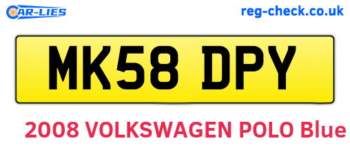 MK58DPY are the vehicle registration plates.